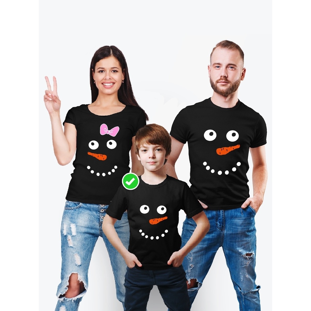 Футболки для всей семьи Снеговики