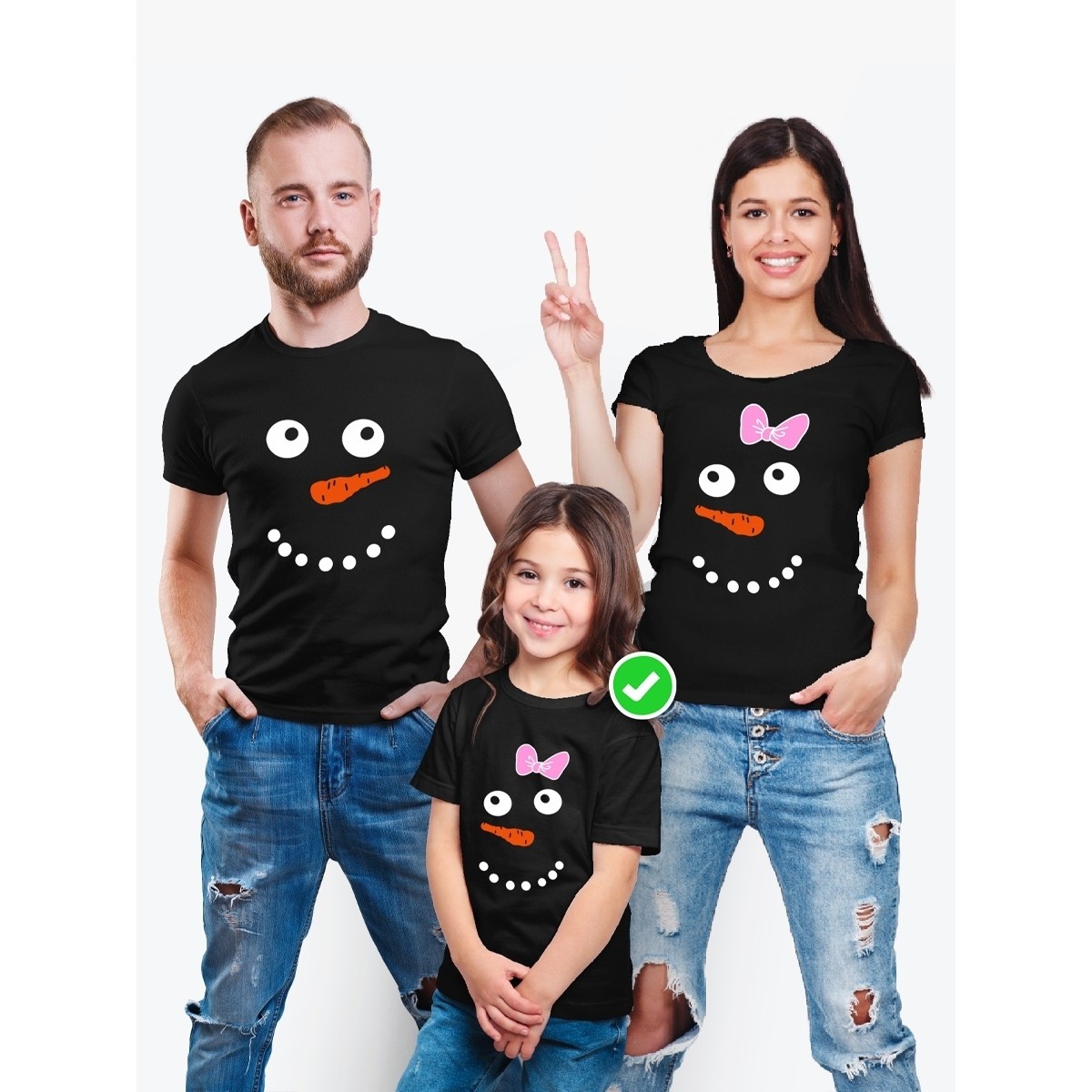 Футболка из комплекта Family Look Снеговики | Футболки Фэмили Лук для всей семьи в одном стиле