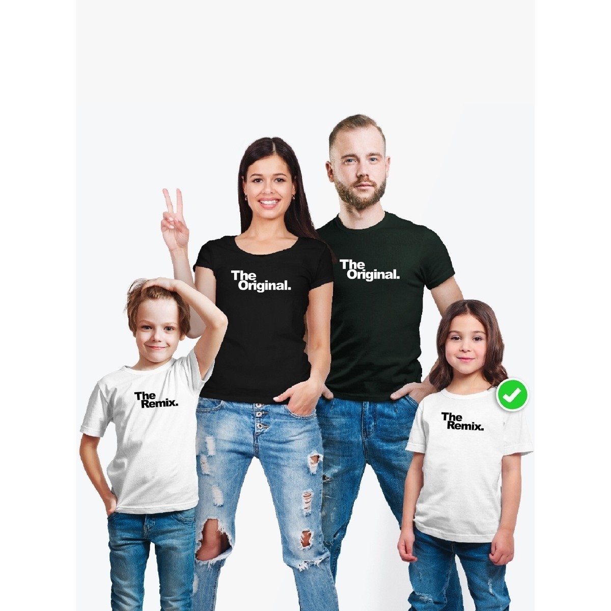Футболки Фэмили Лук для мамы, папы, сына с принтом The original&remix / Family look для всей семьи