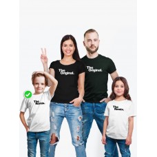 Футболки Фэмили Лук для мамы, папы, сына с принтом The original&remix / Family look для всей семьи
