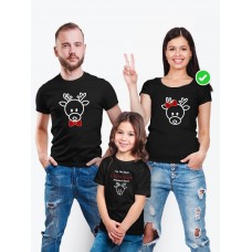 Футболки Family Look для всей семьи с принтом Рождественские олени/Фэмили Лук