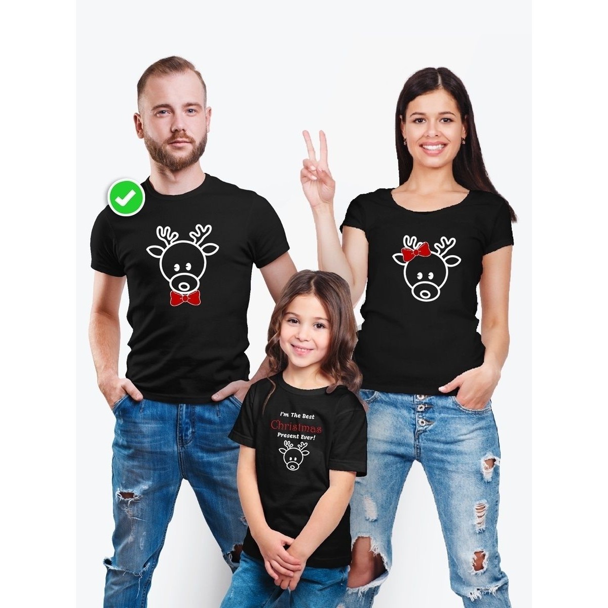 Футболки Family Look для всей семьи с принтом Олени Рождественские/Фэмили Лук