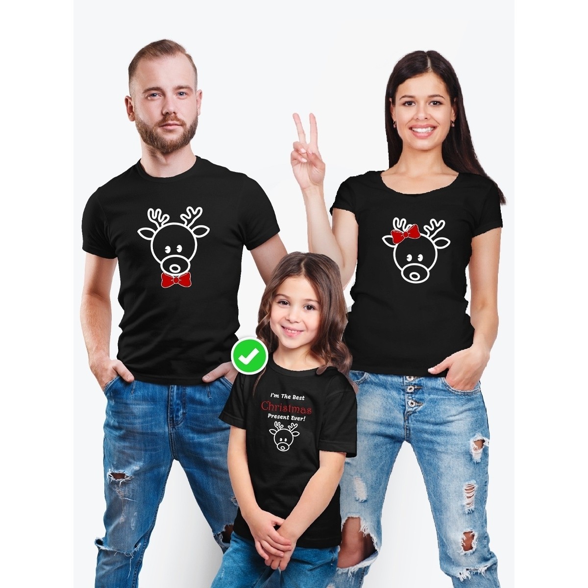 Футболки Family Look для всей семьи с принтом Олени Рождественские/Фэмили Лук
