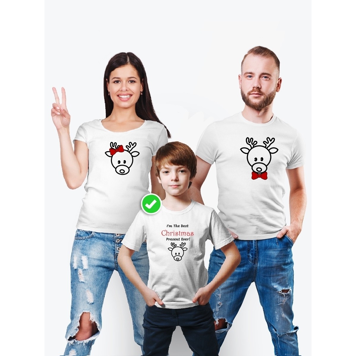 Футболки Family Look для всей семьи с принтом Рождественские олени/Фэмили Лук