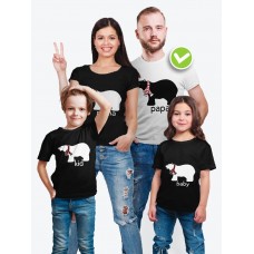 Футболки Фэмили Лук для мамы, дочки, папы, сына Медведи с шарфом / Family Look для всей семьи