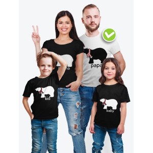 Футболки Фэмили Лук для мамы, дочки, папы, сына Медведи с шарфом / Family Look для всей семьи
