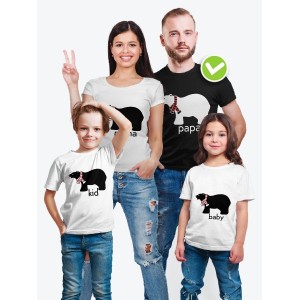 Футболки Фэмили Лук для мамы, дочки, папы, сына Медведи с шарфом / Family Look для всей семьи