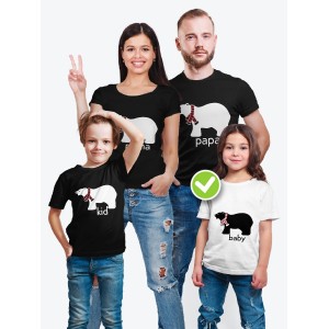Футболки Фэмили Лук для мамы, дочки, папы, сына Медведи с шарфом / Family Look для всей семьи