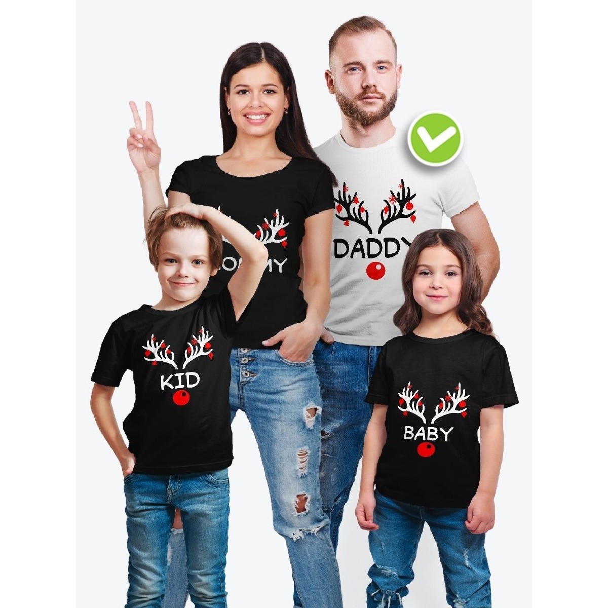 Футболки Фэмили Лук для мамы, дочки, папы, сына Носики & Рога / Family Look для всей семьи