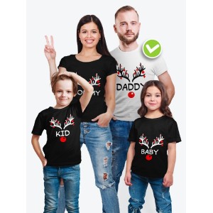 Футболки Фэмили Лук для мамы, дочки, папы, сына Носики & Рога / Family Look для всей семьи