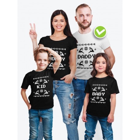 Футболки Family Look для всей семьи Олени и узоры | Футболки Фэмили Лук