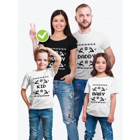 Футболки Family Look для всей семьи Олени и узоры | Футболки Фэмили Лук