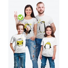 Футболки Family Look для всей семьи Пингвины желтые | Футболки Фэмили Лук