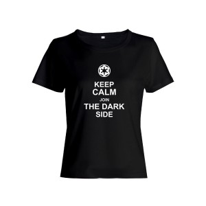 Прикольная футболка с принтом Keep calm join dark side | Женская оригинальная и стильная футболка