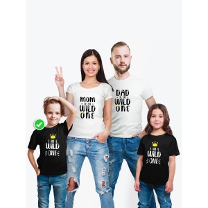 Футболки Family Look для всей семьи в одном стиле с принтом Of the wild one