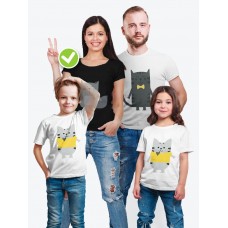 Футболки Family Look для всей семьи в одном стиле с принтом Kitties family