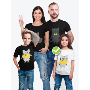 Футболки Family Look для всей семьи в одном стиле с принтом Kitties family
