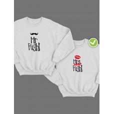 Парная толстовка без капюшона для двоих "Mr Right / Mrs Right"