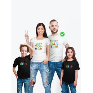 Футболки family look для всей семьи с принтом Best ever | Прикольные одинаковые семейные футболки