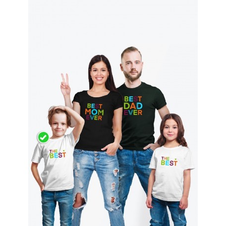 Футболки family look для всей семьи с принтом Best ever | Прикольные одинаковые семейные футболки