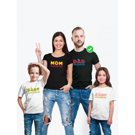 Футболки family look для всей семьи с принтом We are happy family | Прикольные одинаковые семейные