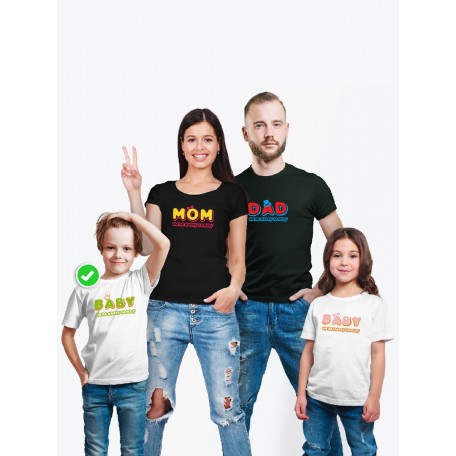 Футболки family look для всей семьи с принтом We are happy family | Прикольные одинаковые семейные
