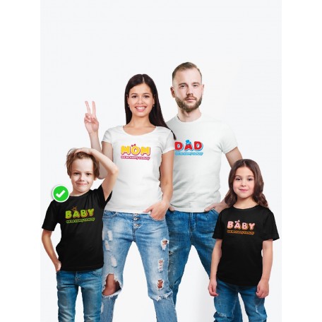 Футболки family look для всей семьи с принтом We are happy family | Прикольные одинаковые семейные