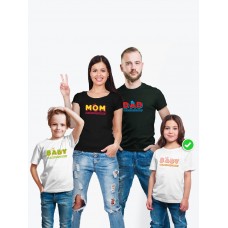Футболки family look для всей семьи с принтом We are happy family | Прикольные одинаковые семейные