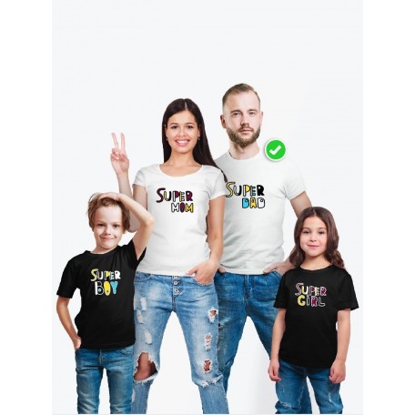 Футболки family look для всей семьи с принтом Super family|