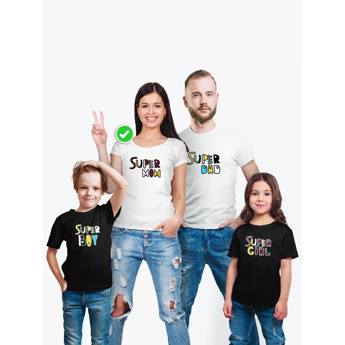 Футболки family look для всей семьи с принтом Super family|