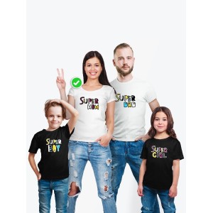 Футболки family look для всей семьи с принтом Super family|