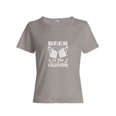 Футболка ко дню влюбленных с принтом Beer is my valintine | Футболка на 14 февраля