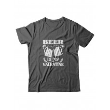 Футболка ко дню влюбленных с принтом Beer is my valintine | Футболка на 14 февраля