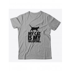Футболка ко дню влюбленных с принтом Cat is my valentine | Футболка на 14 февраля
