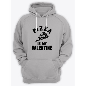 Прикольная, смешная и оригинальная толстовка с капюшоном с принтом "Pizza is my valentine"
