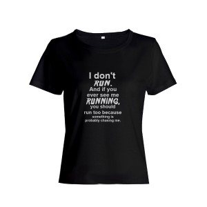 Прикольная футболка с принтом I don't run | Смешная и оригинальная футболка