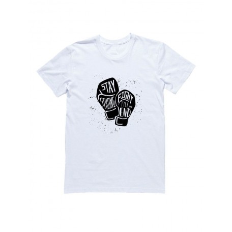 Белая мужская футболка с рисунком Бокс