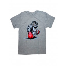 Смешная мужская футболка с принтом бокс оверсайз серая хб Смешная мужская футболка с принтом бокс оверсайз серая хб