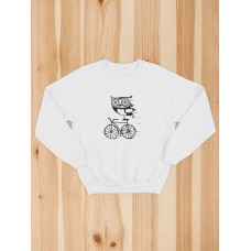 Мужской свитшот с крутым принтом Сова на велике