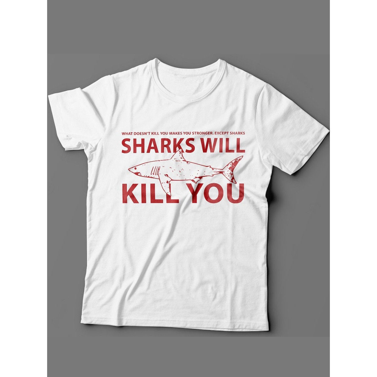 Мужская футболка с прикольным принтом "Sharks will kill you"