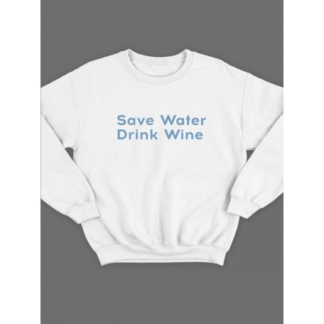 Мужской свитшот с принтом «Save water» / Модная толстовка без капюшона с прикольной надписью.