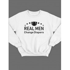 Модный свитшот - толстовка без капюшона с принтом "Real man change diapers"