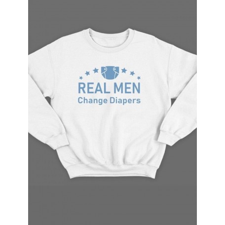 Модный свитшот - толстовка без капюшона с принтом "Real man change diapers"