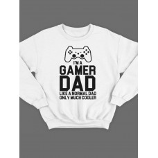 Модный свитшот - толстовка без капюшона с принтом "I'm a gamer dad (like normal dad)"