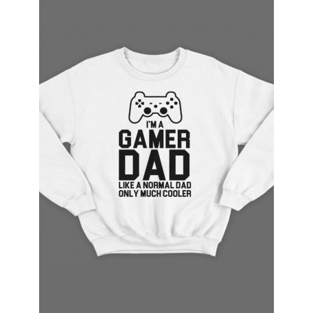 Модный свитшот - толстовка без капюшона с принтом "I'm a gamer dad (like normal dad)"