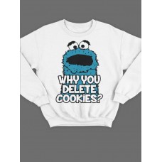 Модный свитшот - толстовка без капюшона с принтом "Why you delete cookies"
