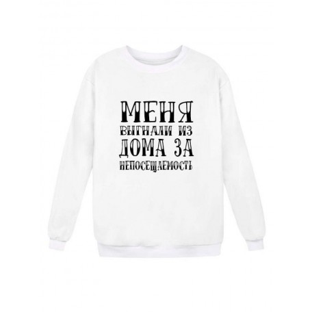 Модный свитшот - толстовка без капюшона с принтом "Меня выгнали из дома за непосещаемость"