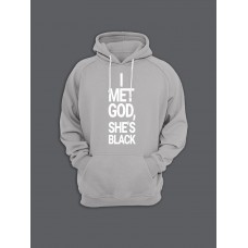 Модная толстовка с капюшоном - худи с принтом "I met god she is"