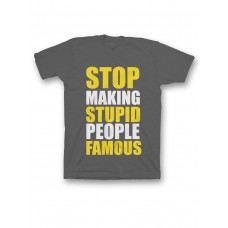 Мужская футболка с прикольным принтом "Stop making stupid people famous"