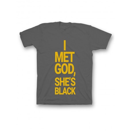 Мужская футболка с прикольным принтом "I met god she is"
